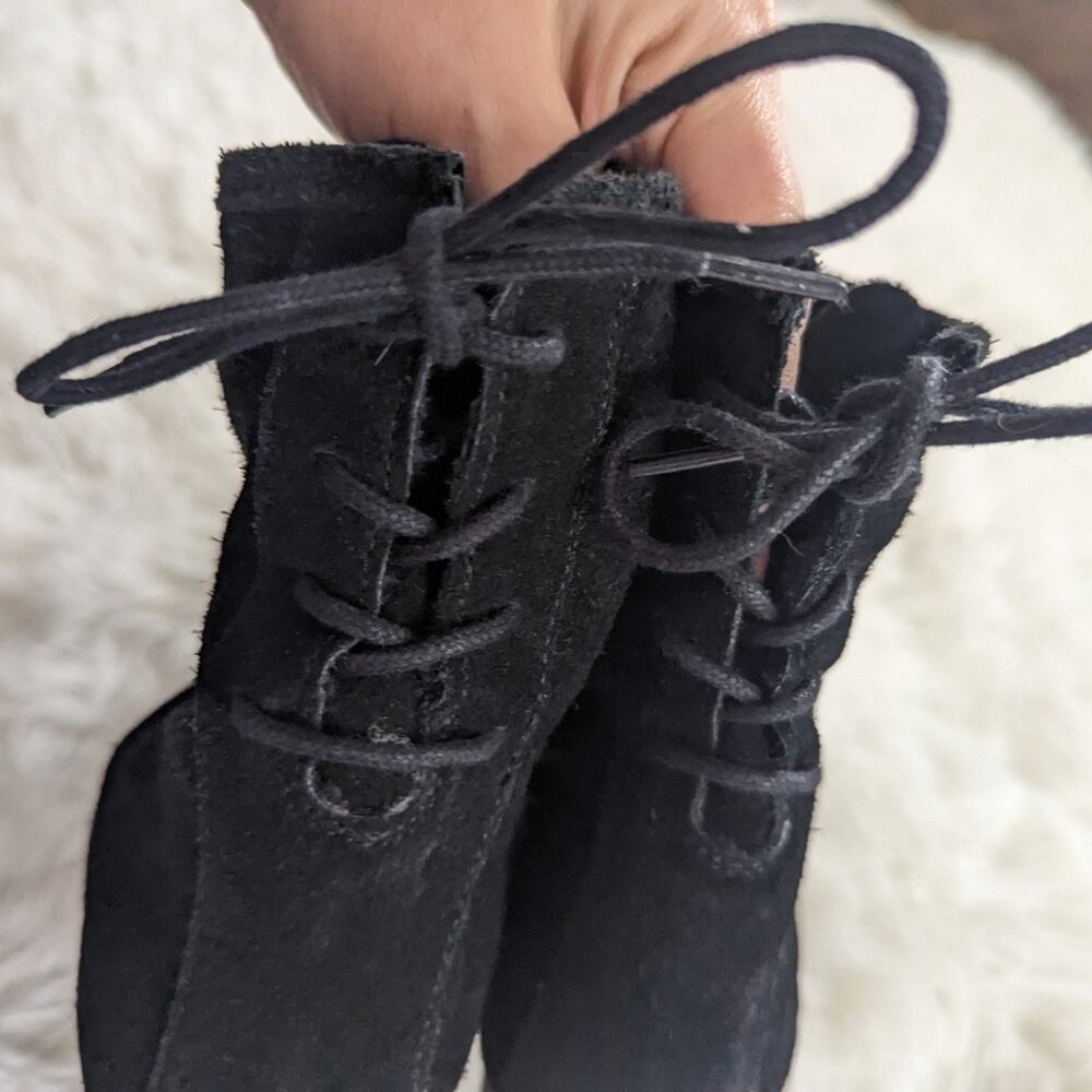 Women's Bos & Co. Barlow Genuine Leather Black Boots Back Tie 40 = 9  -- 9.5 - Picture 3 of 12